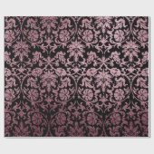 Papier Cadeau Rose or et noir rotin floral (Plat)