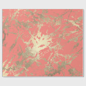 Papier Cadeau Rose or marbre brillant corail glam Abstrait minim (Plat)