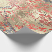 Papier Cadeau Rose or marbre corail cuivre gris Abstrait (Coin)