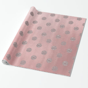 Papier Cadeau Rose or rose brillant glam Pois moderne chic