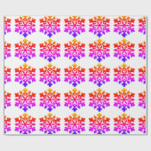 Papier Cadeau Rose, orange, violet, flocon bleu (Plat)