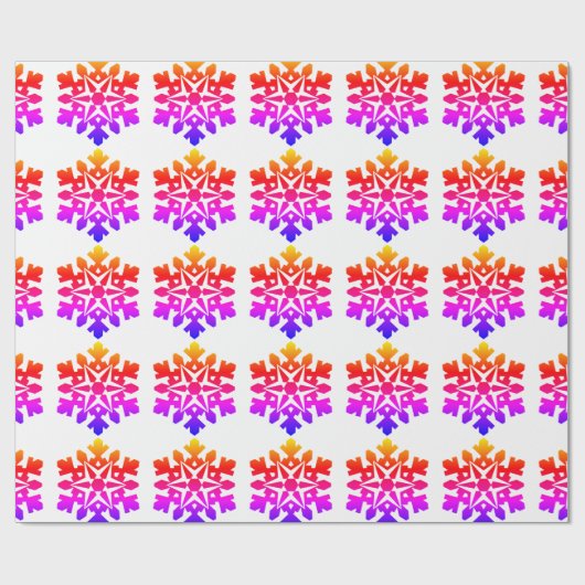 Papier Cadeau Rose, orange, violet, flocon bleu (Plat)