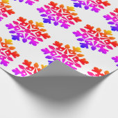 Papier Cadeau Rose, orange, violet, flocon bleu (Coin)