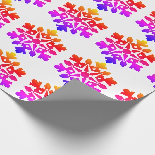 Papier Cadeau Rose, orange, violet, flocon bleu (Coin)