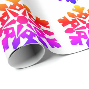 Papier Cadeau Rose, orange, violet, flocon bleu