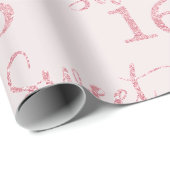 Papier Cadeau Rose Pailleté Sweet 16 (Coin rond)