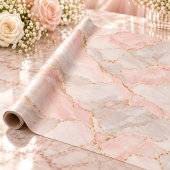 Papier Cadeau Rose Pâle & Argent Kintsugi