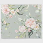 Papier Cadeau Rose Pâle Élégant Eucalyptus Vert (Plat)