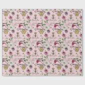 Papier Cadeau Rose Pâle Élégant Reine Abeille et Fleurs pour la  (Plat)