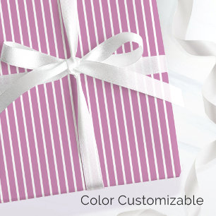 Papier Cadeau Rose Pâle et Minimaliste Chic Rayure Fine Blanche