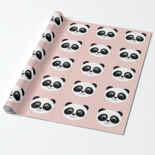 Papier Cadeau Rose pâle - Joyeux visage Panda