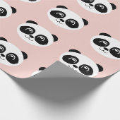 Papier Cadeau Rose pâle - Joyeux visage Panda (Coin)