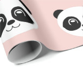 Papier Cadeau Rose pâle - Joyeux visage Panda (Coin rond)