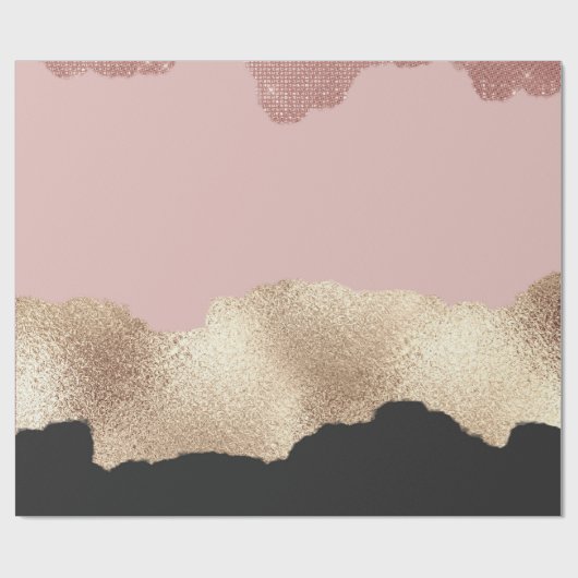 Papier Cadeau Rose Parties scintillant or noir rose Abstrait Gir (Plat)