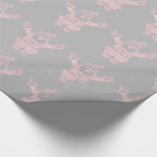 Papier Cadeau Rose Parties scintillant or Père Noël Motif de Noë (Coin)
