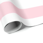 Papier Cadeau Rose pastel et blanc rayé horizontal large (Coin rond)