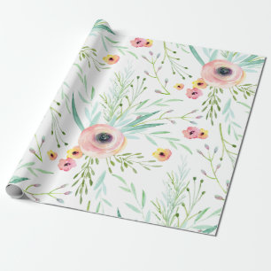 Papier Cadeau Rose pastel et floral de printemps corail