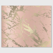 Papier Cadeau Rose Peach Blush pastel Gold Marble brillant Abstr (Plat)