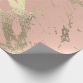 Papier Cadeau Rose Peach Blush pastel Gold Marble brillant Abstr (Coin)