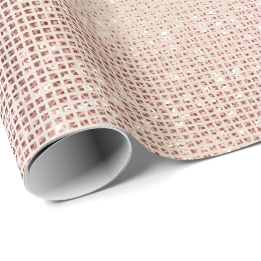 Papier Cadeau Rose Pearly Faux Ivory Grill Sparkly Metallic (Coin rond)