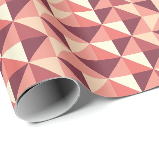 Papier Cadeau Rose Pêche Violet Triangle Géométrique (Coin rond)