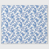 Papier Cadeau Rose Peony de la Chinoiserie Bleue et Blanche (Plat)