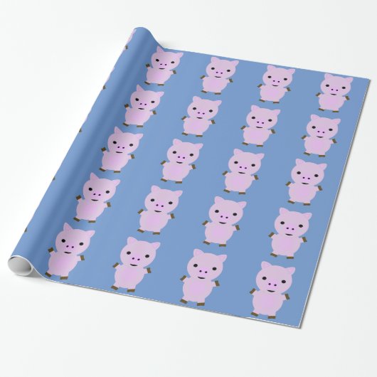 Papier Cadeau Rose Piggy (Déroulé)