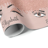 Papier Cadeau Rose Pink Gold Eyelashes Déchets Nom de la Parties (Coin rond)