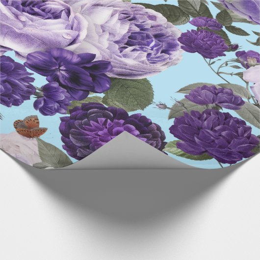 Papier Cadeau rose pourpre avec motif papillon (Coin)