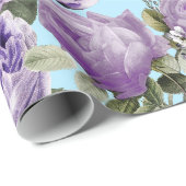 Papier Cadeau rose pourpre avec motif papillon (Coin rond)