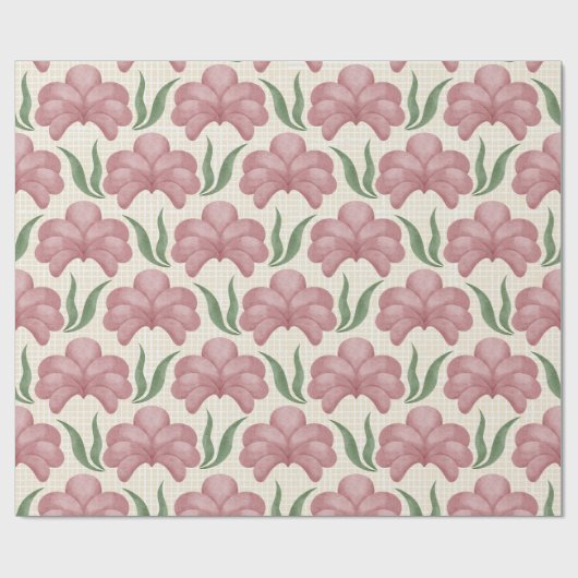 Papier Cadeau Rose Poussiéreuse Flora (Plat)