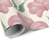 Papier Cadeau Rose Poussiéreuse Flora (Coin rond)