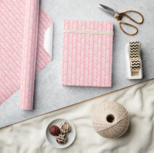 Papier Cadeau Rose Poussiéreuse Rose Clair Rayures d'Été