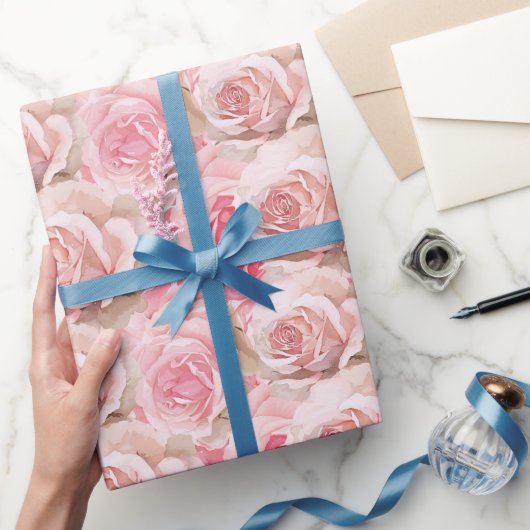 Papier Cadeau Rose romantique Floral (Cadeaux)