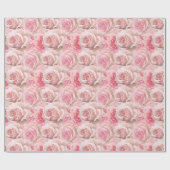 Papier Cadeau Rose romantique Floral (Plat)