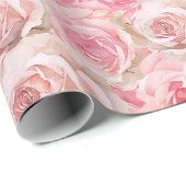 Papier Cadeau Rose romantique Floral (Coin rond)