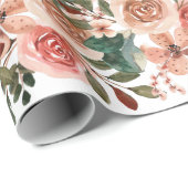 Papier Cadeau Rose rose aquarelle nuptiale mariage cadeau (Coin rond)