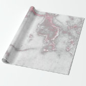 Papier Cadeau Rose Rose Blanc Argent Gris Carrare Marbre Pierre (Déroulé)