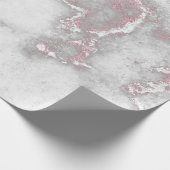 Papier Cadeau Rose Rose Blanc Argent Gris Carrare Marbre Pierre (Coin)