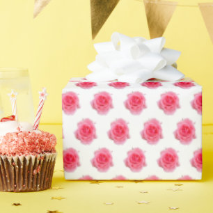 Papier Cadeau Rose rose floral simple