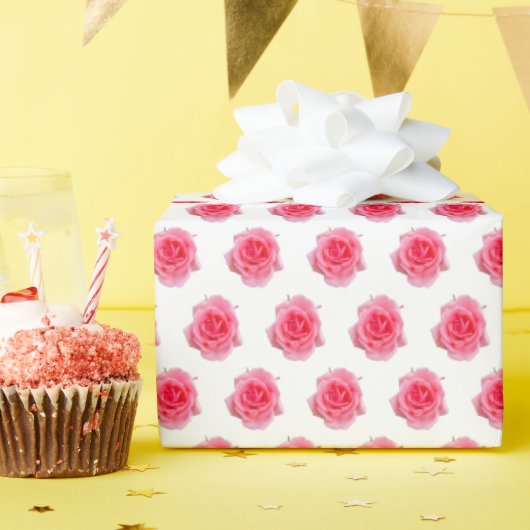 Papier Cadeau Rose rose floral simple (Fête d'anniversaire)