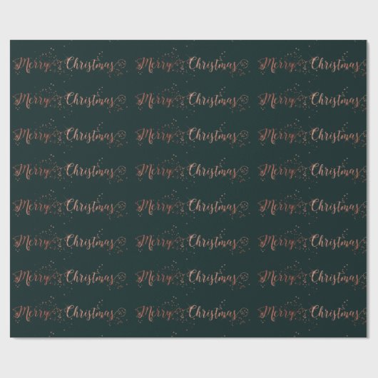 Papier Cadeau Rose Rose Gold Deep Green Joyeux Noël Script (Plat)