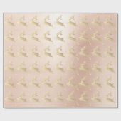 Papier Cadeau Rose Rose Gold Reindeer vacances Noël Delicé (Plat)