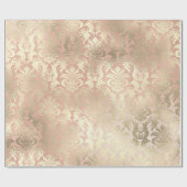 Papier Cadeau Rose rose métallique Or Blush Royal Blush Damask (Plat)
