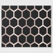Papier Cadeau Rose rose Noir Géométrie Noir Hexagon Combe (Plat)