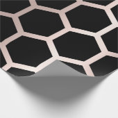 Papier Cadeau Rose rose Noir Géométrie Noir Hexagon Combe (Coin)