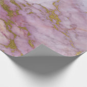 Papier Cadeau Rose Rose Or Abstrait Marbre Glam Brosses en pierr (Coin)
