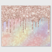 Papier Cadeau Rose Rose Or Blush Unicorn Holograph Parties scint (Plat)