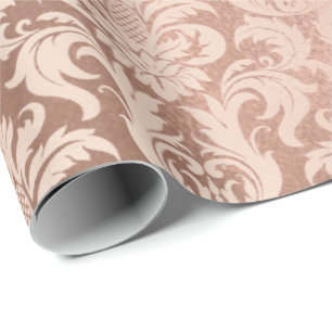 Papier Cadeau Rose rose or cuivre métal Royal Antoniette