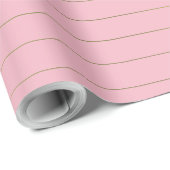 Papier Cadeau Rose rose or rayures glam brillant design élégant (Coin rond)
